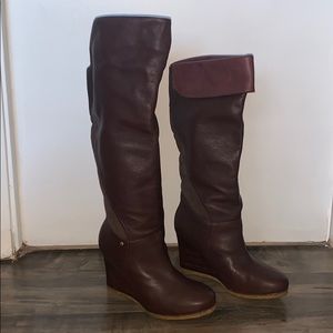 Reddish Brown Leather Ugg knee high boots